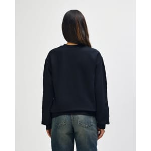A black Gildan Softstyle adult sweatshirt, featuring a classic crew neckline and long sleeves, displayed from the back.