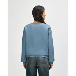 A blue Gildan Softstyle adult sweatshirt, featuring a crew neckline and long sleeves, viewed from the back.