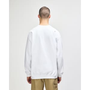A white Gildan Softstyle adult sweatshirt viewed from the back, featuring a simple design and a logo.
