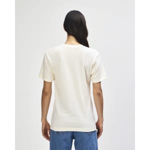 A cream-coloured American Apparel tri-blend T-shirt, viewed from the back, featuring a simple design and relaxed fit.