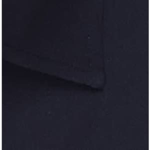 A close-up of a dark navy fabric, featuring a collar and smooth texture, suitable for button-up shirts.