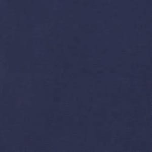 A solid navy blue fabric swatch, featuring a smooth texture suitable for clothing. It includes branding elements.