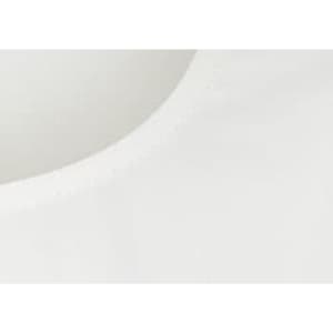 A white fabric close-up featuring a curved neckline and soft texture. The material has a smooth finish.