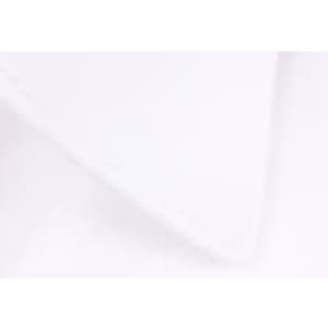 A white button-up shirt featuring a crisp collar, ideal for formal or casual occasions.