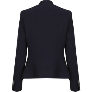 A navy Bronte women's crop jacket with a structured design and button detailing on the sleeves.