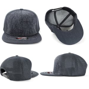 A grey cap featuring a textured design, showcasing different angles and an inner view, with a logo present.