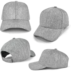 A grey cap in various angles, featuring a textured fabric and an adjustable strap at the back. It has a logo.