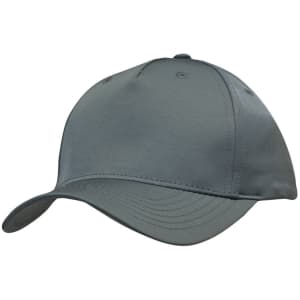 A grey premium sports cap featuring a curved brim and stitched detailing. It has a logo on the side.