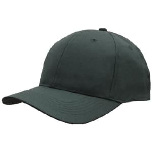A dark green breathable poly twill cap with a curved brim and a logo on the front.