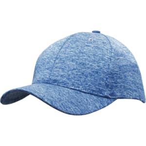 A blue sports cap with a textured pattern, featuring a curved brim and a small logo on the side.