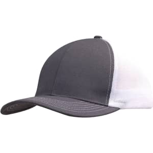 A grey brushed cotton cap with a white mesh back and a curved brim. Features a logo on the front.
