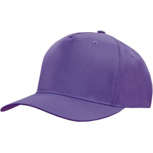 A purple breathable poly twill cap with a curved brim and multiple ventilation holes. It features a logo.