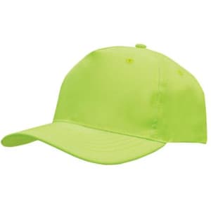 A breathable poly twill cap in bright neon yellow with a curved brim and an adjustable strap at the back.