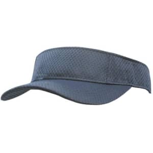 A sports mesh visor in dark blue, featuring a curved brim and a logo on the band.