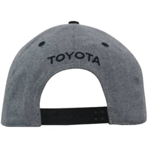 A grey marle flannel cap with a snapback and a logo on the back.
