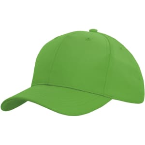 A bright green sports cap with a curved brim and a simple design, featuring a logo on the front.