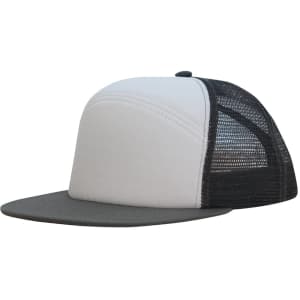 A Foam Front A Frame Cap with a grey visor and black mesh back, featuring a logo on the front.