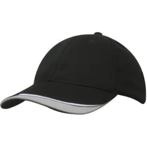 A black cap with a brushed heavy cotton finish and an indented peak, featuring a contrasting trim.