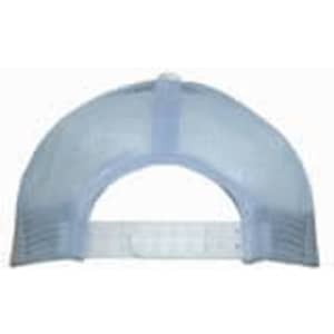A light blue brushed cotton cap featuring a mesh back and an adjustable strap. It includes a logo.