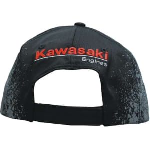A black cap with a tyre print design and a logo on the back, featuring a casual adjustable strap.