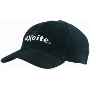 A black brushed heavy cotton cap featuring a logo on the front.