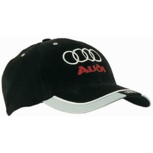 A black brushed heavy cotton cap with reflective trim and tab on the peak, featuring a logo on the front.