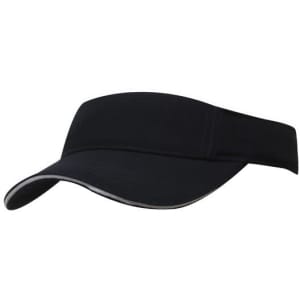 A black brushed heavy cotton visor with a curved brim and an adjustable strap at the back.