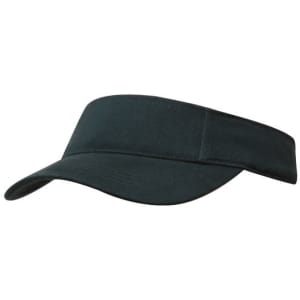 A dark green brushed heavy cotton visor with a wide brim and an adjustable band.