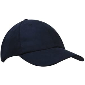 A navy blue cap with a curved brim, featuring a simple design and no visible logos.