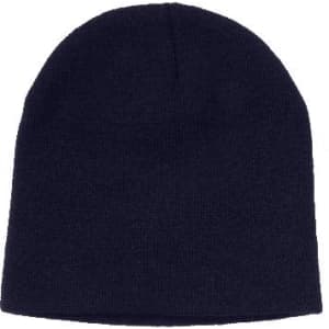A navy blue rolled-down acrylic beanie toque with a simple design and no visible branding.