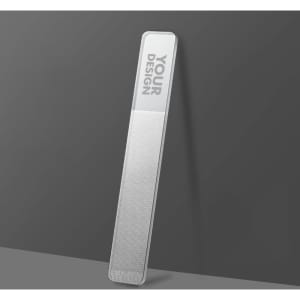 A set of custom nano nail files in a sleek design, featuring a textured surface and a blank area for personalisation.