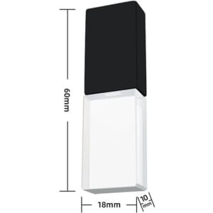 A 16 GB Crystal USB flash drive with a black top and clear body, featuring dimension details.