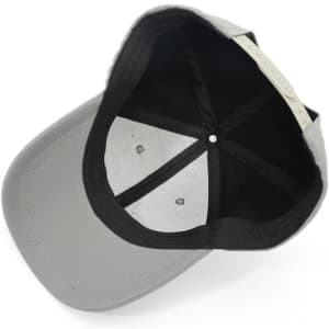 A customizable logo baseball cap featuring a grey exterior and a black interior. It has space for logo placement.