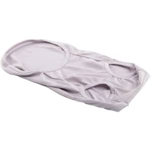 A pale lilac two-legged vest made from polyester, designed for pets, featuring cutouts for legs.