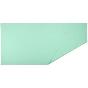 A mint green quick-dry microfiber beach towel with a pouch, featuring a smooth, folded design.