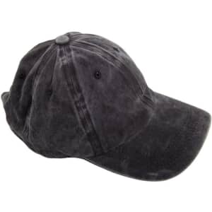 A classic washed baseball cap in dark grey, featuring a logo and a relaxed fit design.