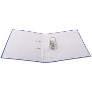 A 2 Ring A4 sized binder in blue, featuring a metallic ring mechanism and clear interior pockets.