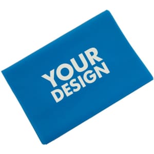 A blue TPE yoga resistance band with a prominent logo on its surface. Suitable for various leisure and sports activities.
