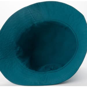 A teal bucket hat featuring a simple design and an internal lining. The hat has a solid colour and no visible logos.
