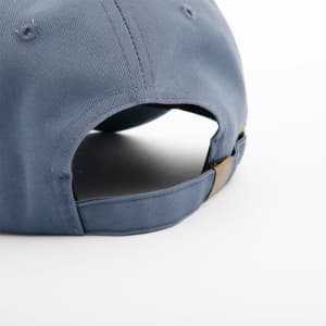 A promotional cotton baseball cap in light blue with an adjustable strap and branded logo on the back.