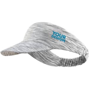 A grey sport sun visor hat with a textured pattern and an adjustable strap at the back. It features a logo.