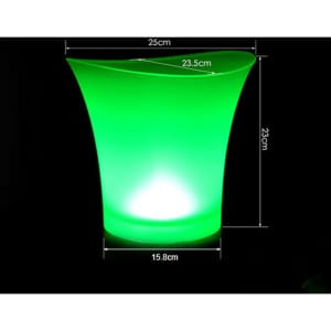 A frosted green LED ice bucket with a smooth contoured design, featuring a light source at the base.