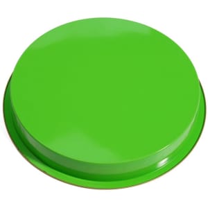 A round green tinplate bar tray with a smooth, shiny surface. It features a simple metallic rim.