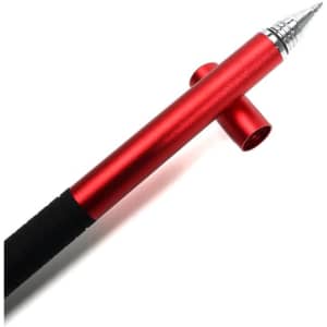 A red 3 in 1 capacitive stylus pen with a shiny silver tip and a textured black grip.