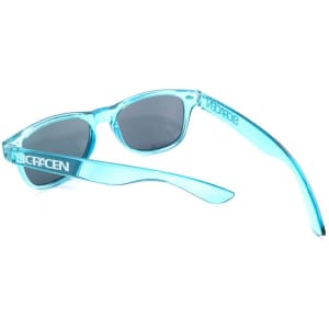 A pair of light blue PC Fashion Sunglasses with dark lenses and a branding logo on the side.