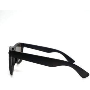 A pair of black sports cycling sunglasses, featuring sleek, curved arms and a minimalist design.