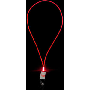 A red Light-Up LED cruise key neck lanyard with a branded attachment at the bottom.