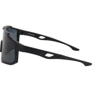 Polarized sports outdoor sunglasses in black with a modern design and a logo on the frame.