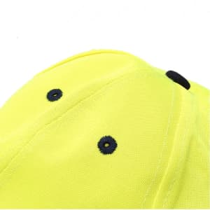 A high visibility reflective baseball cap in bright yellow with black accents. Features ventilation holes.