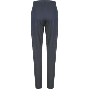 A pair of women's chino pants in dark navy, featuring a fitted design and back pockets.